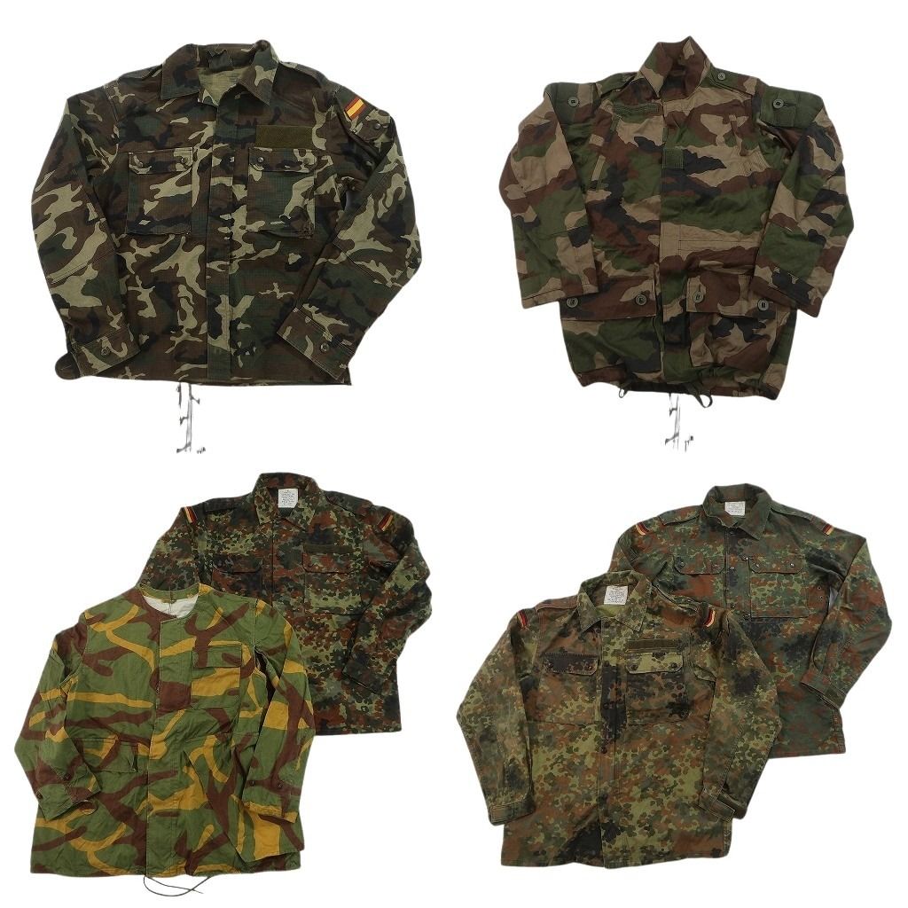 古着卸 まとめ売り ユーロミリタリー ジャケット 6枚セット ( メンズ ) ドイツ軍 ノーカラー スペイン軍 カモ柄 中古 古着 NF2940