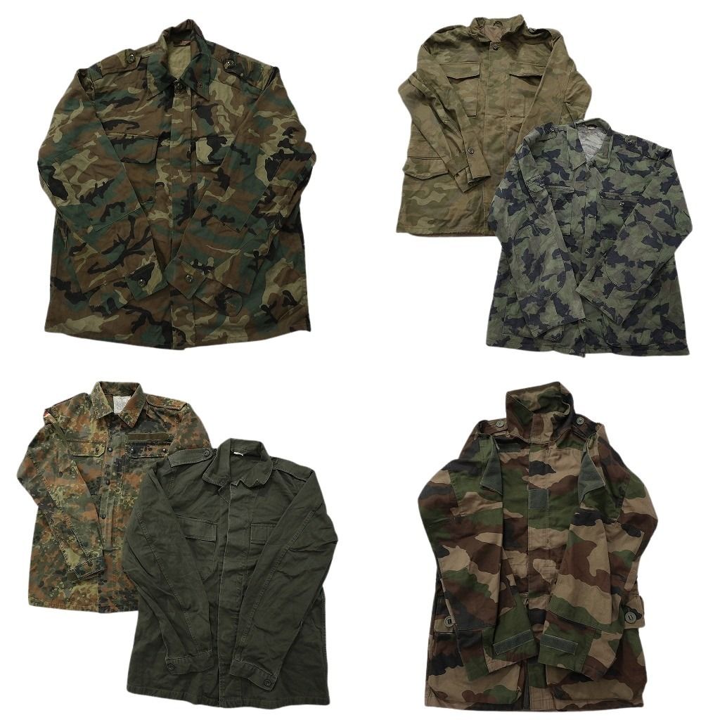 古着卸 まとめ売り ユーロミリタリー ジャケット 6枚セット ( メンズ ) ドイツ軍 カモ柄 無地 エポレット 中古 古着 NF2958