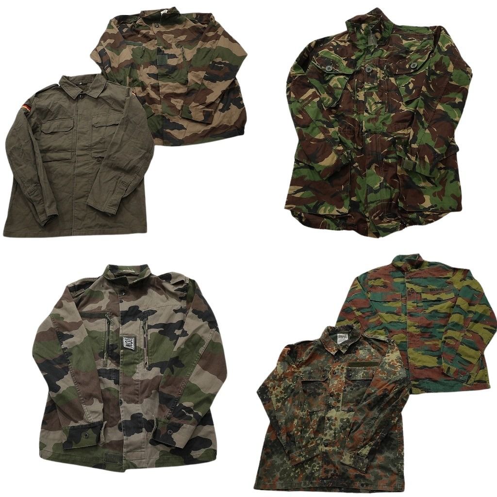 古着卸 まとめ売り ユーロミリタリー ジャケット 6枚セット ( メンズ ) ドイツ軍 ジグソーカモ フレクターカモ 無地 中古 古着 NF2982
