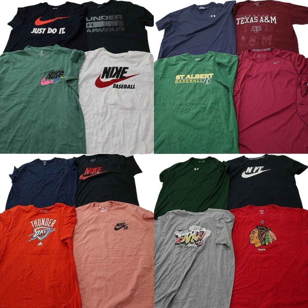 古着卸 まとめ売り ブランドMIX Tシャツ 16枚セット ( メンズ XL ) チャンピオン リーボック ナイキ アディダス 中古 古着 NF3013