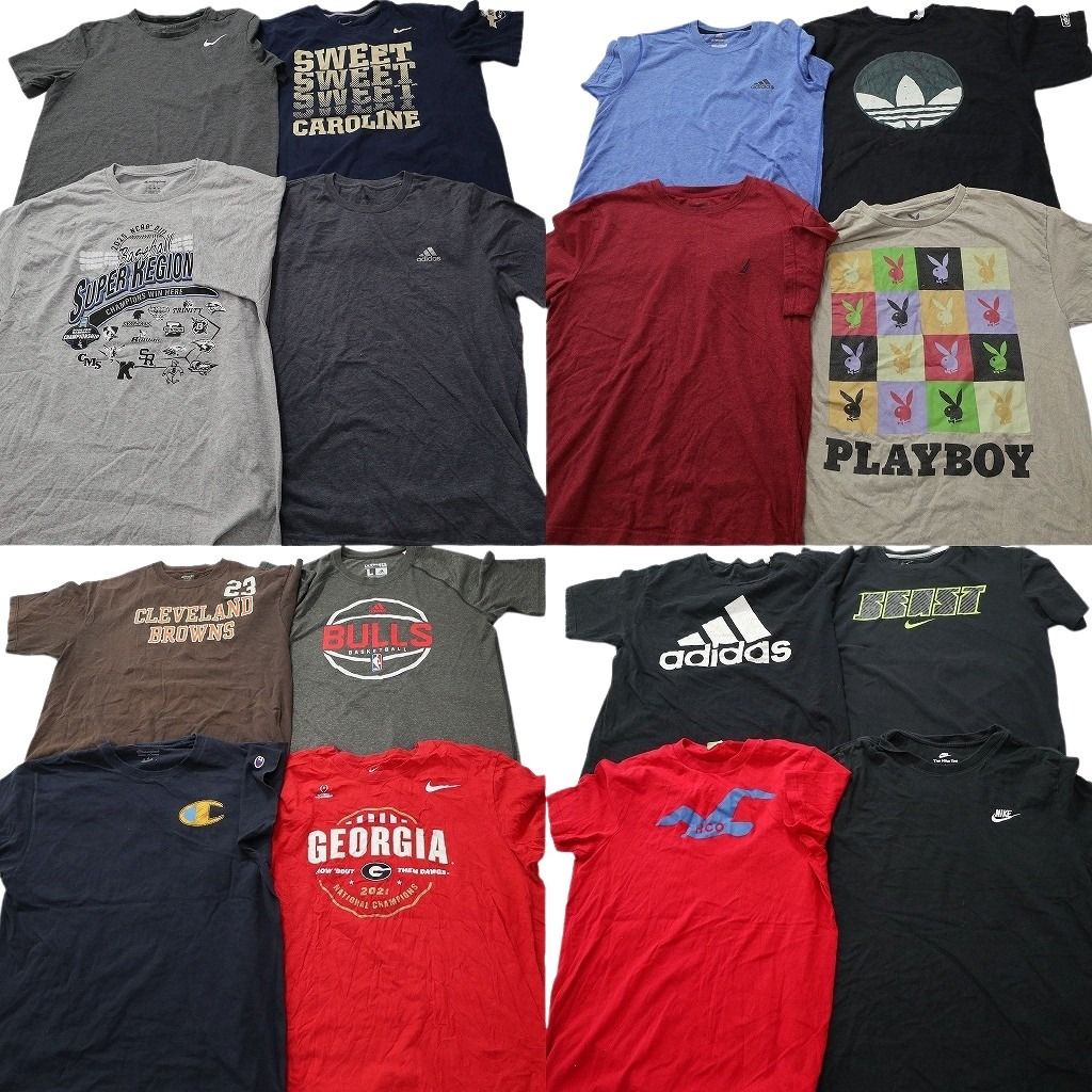 古着卸 まとめ売り ブランドMIX Tシャツ 16枚セット ( メンズ L ) プレイボーイ ナイキ アディダス チャンピオン リーボック 中古 NF3017