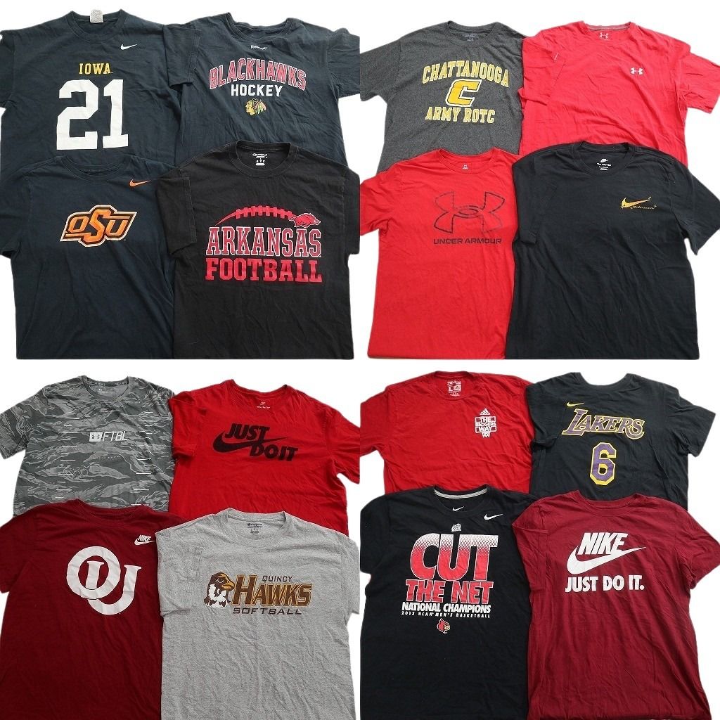 古着卸 まとめ売り ブランドMIX Tシャツ 16枚セット ( メンズ L ) チャンピオン アディダス ナイキ アンダーアーマー 中古 古着 NF3054