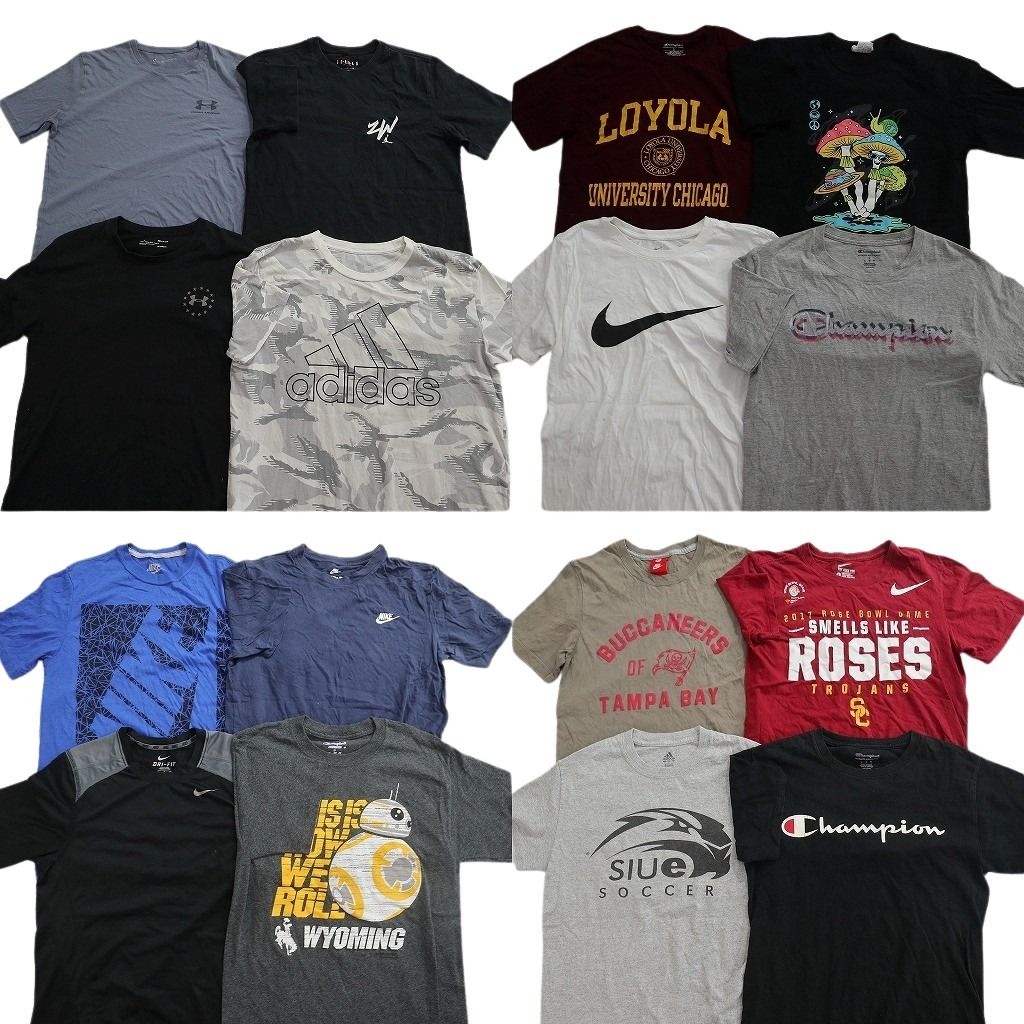 古着卸 まとめ売り ブランドMIX Tシャツ 16枚セット ( メンズ S ) ジョーダン ナイキ チャンピオン アディダス 中古 古着 NF3059