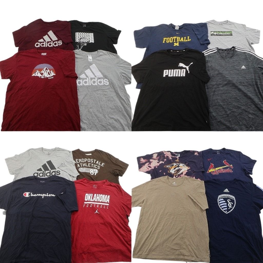 古着卸 まとめ売り ブランドMIX Tシャツ 16枚セット ( メンズ 2XL ) コロンビア リーバイス アディダス プーマ 中古 古着 NF3062