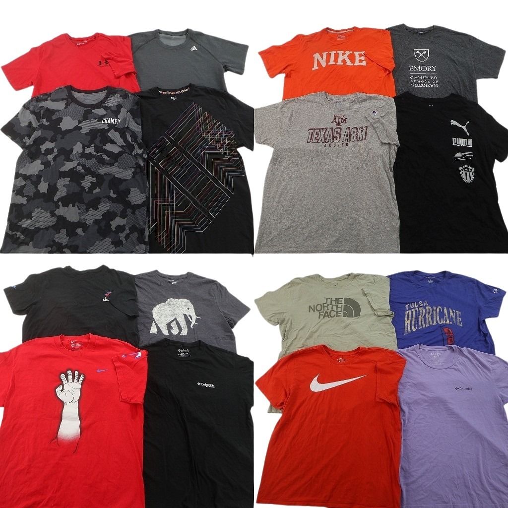 古着卸 まとめ売り ブランドMIX Tシャツ 16枚セット ( メンズ XL ) ノースフェイス コロンビア チャンピオン ナイキ 中古 古着 NF3065