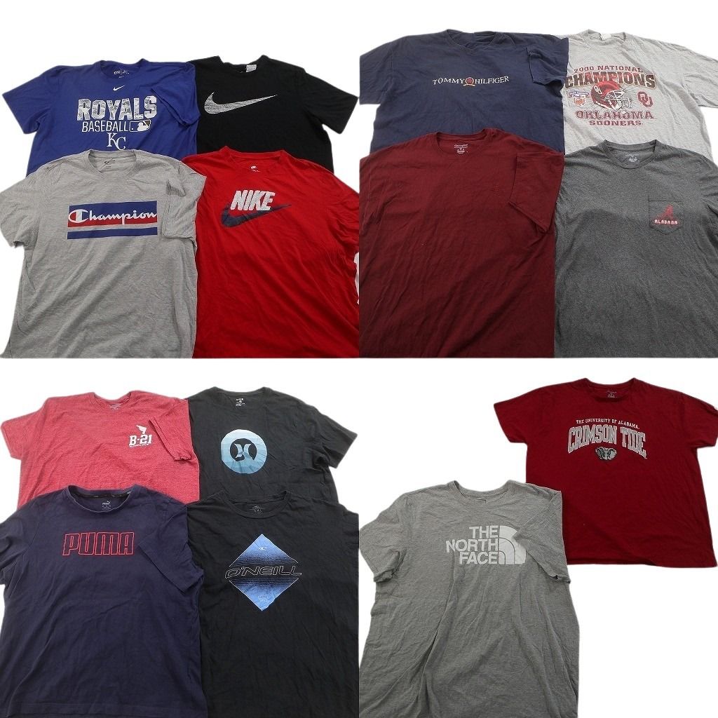 古着卸 まとめ売り ブランドMIX Tシャツ 14枚セット ( メンズ 2XL ) ノースフェイス トミー チャンピオン ナイキ Lee 中古 古着 NF3078