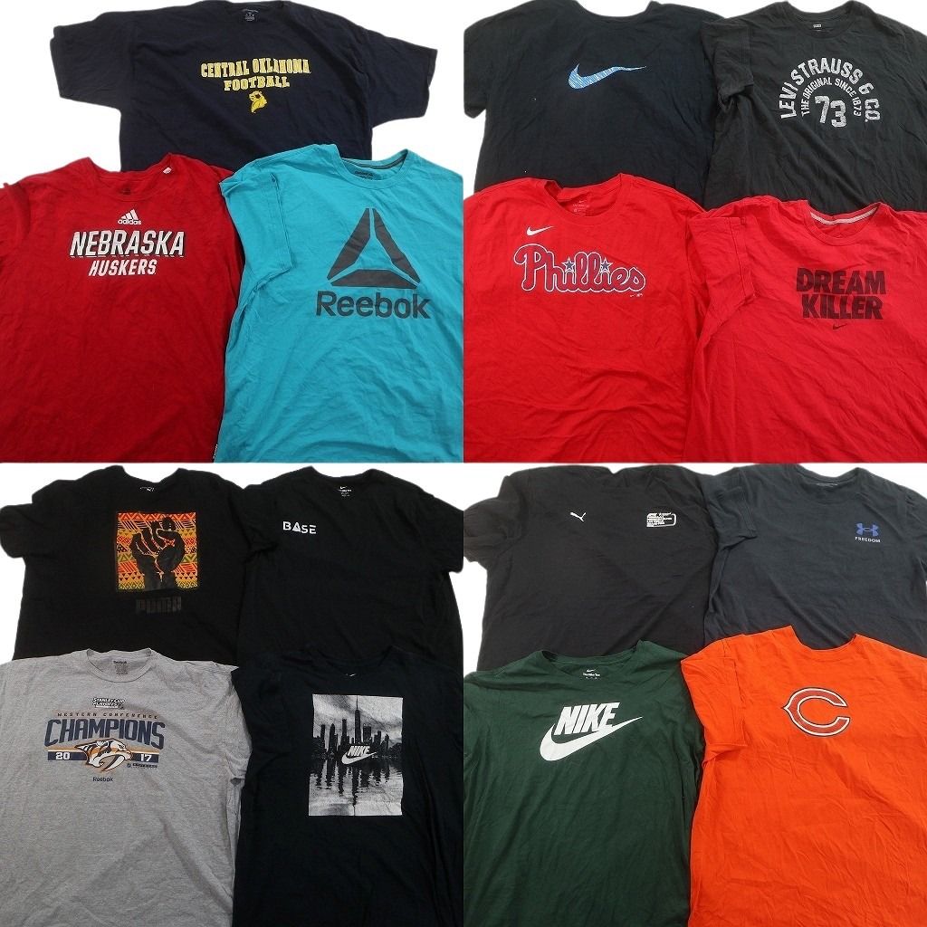 古着卸 まとめ売り ブランドMIX Tシャツ 15枚セット ( メンズ 3XL/4XL ) リーバイス チャンピオン リーボック ナイキ 中古 古着 NF3121