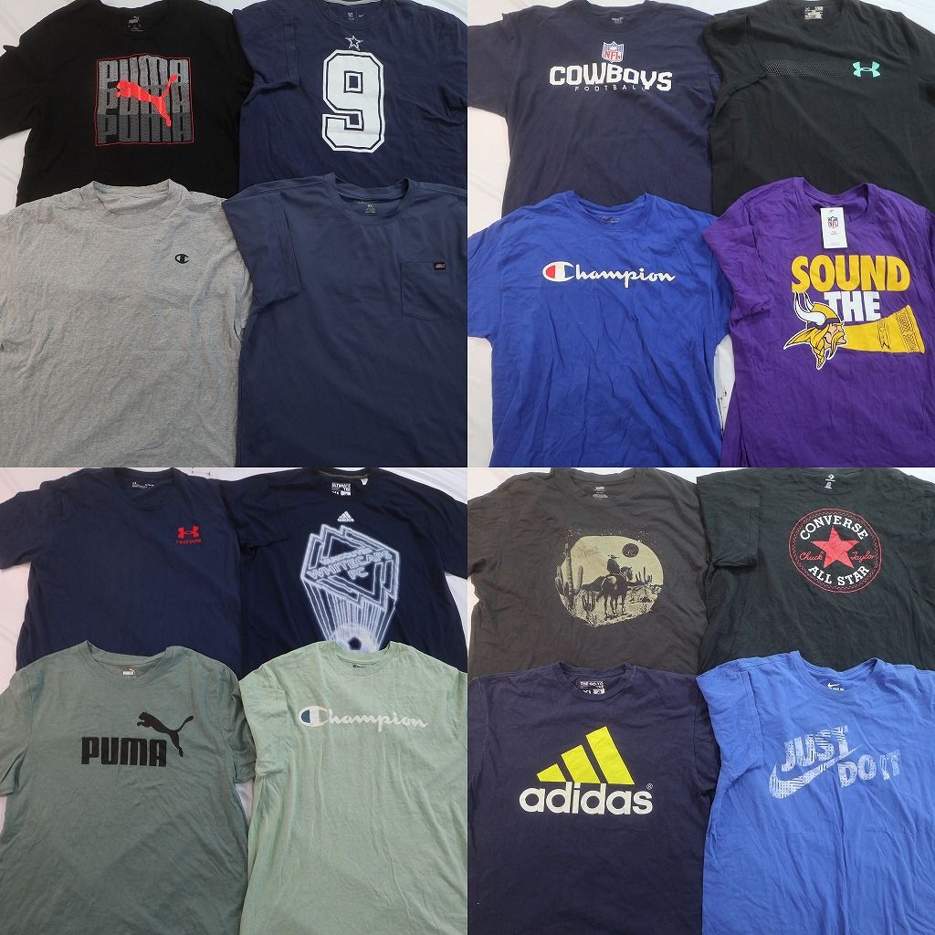 古着卸 まとめ売り ブランドMIX Tシャツ 16枚セット ( メンズ XL/2XL ) リーボック ディッキーズ コンバース プーマ 中古 古着 NF3124
