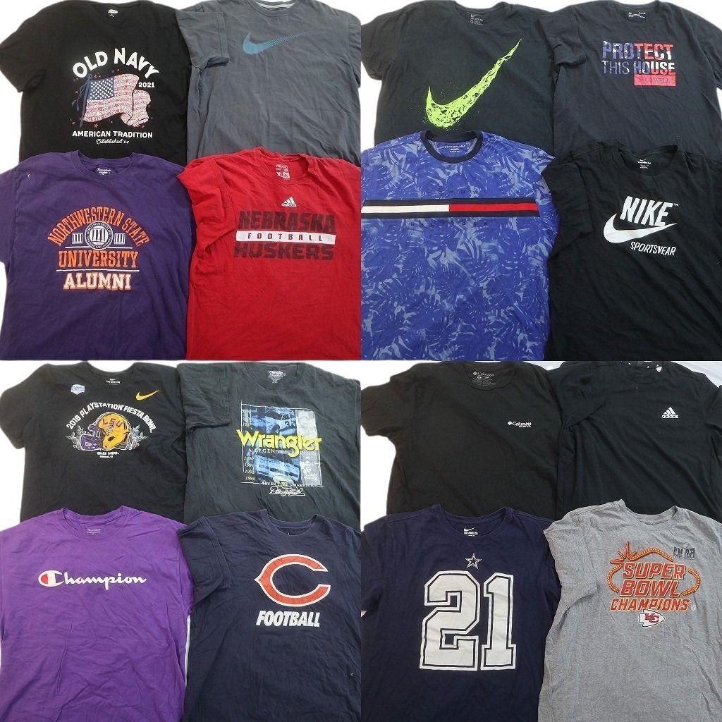古着卸 まとめ売り ブランドMIX Tシャツ 16枚セット ( メンズ XL ) コロンビア アディダス ナイキ チャンピオン トミー 中古 古着 NF3125