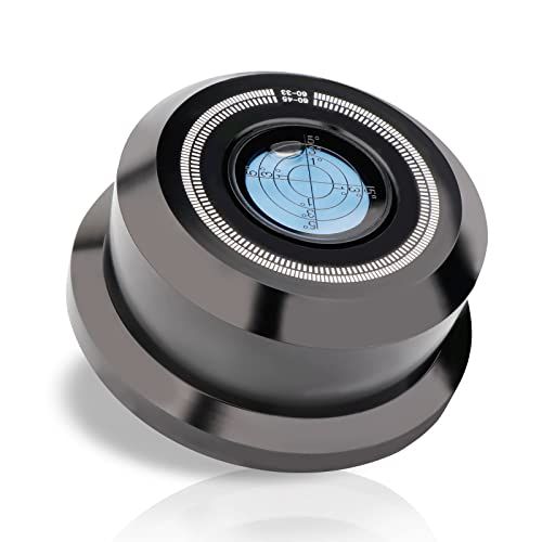 Monosaudio レコードスタビライザー 60Hz回転速度 3 in 1振動低減装置 高精度水準器 安定性 振動抑制 水準器 lp レコードターンテーブル LP ディスクスタビライザー 320G アルミニウム合金製 目盛り/ソフトベースパッド付き バブル★