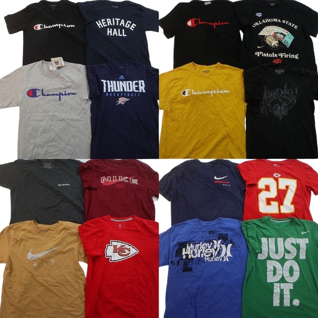 古着卸 まとめ売り ブランドMIX Tシャツ 16枚セット ( メンズ S/M ) デッドストック チャンピオン コロンビア ナイキ 中古 古着 NF3140