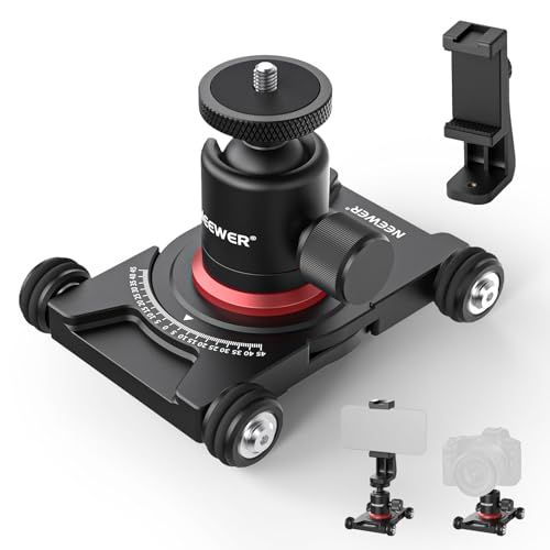 NEEWER カメラスライダードリー ボールヘッド&スマホクランプ付き 4輪卓上ドリー 手動スケーター 360°パノラマ ミラーレスカメラ ミニビデオカメラ iPhone Androidスマホに対応 SD001★