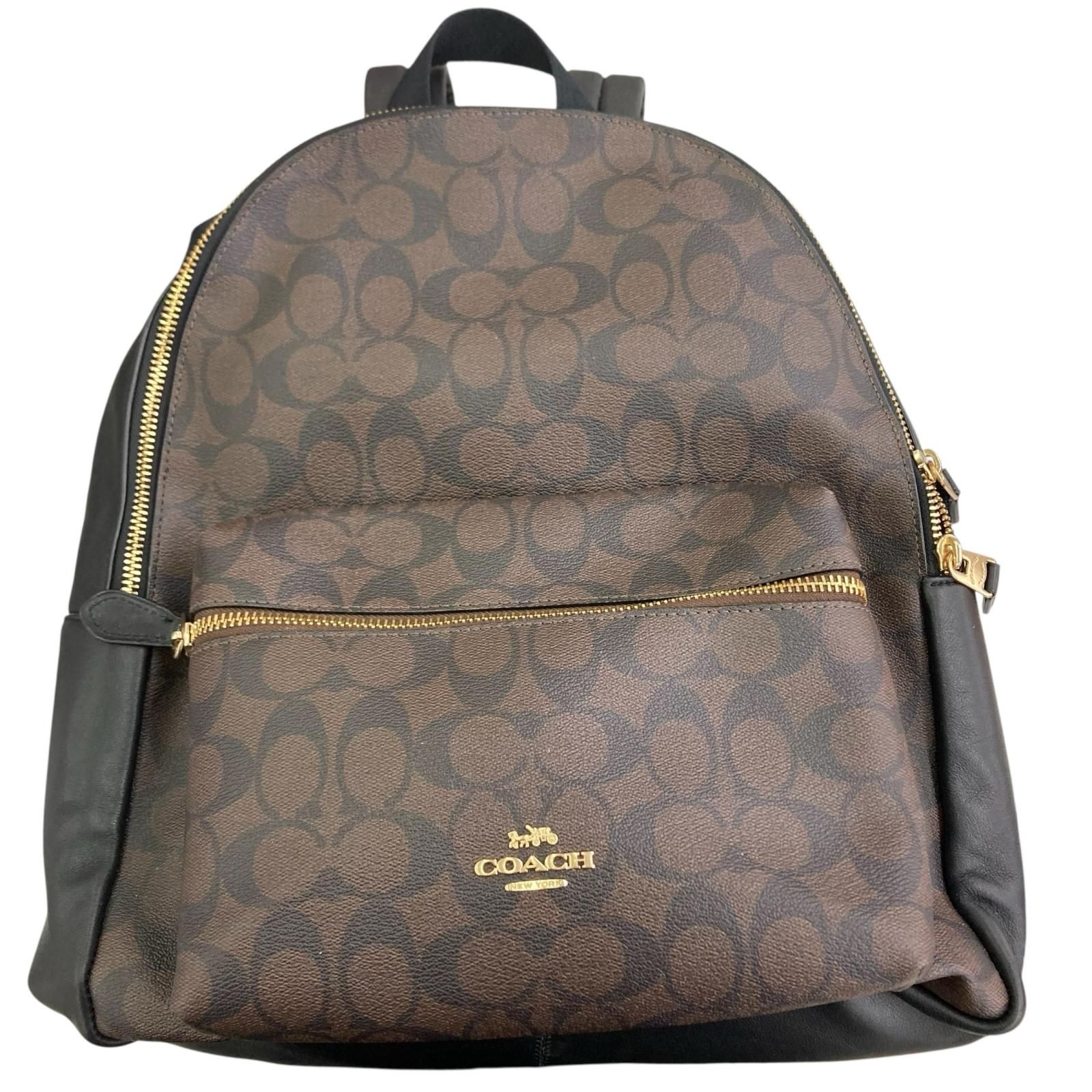 186005 現状品 COACH コーチ リュック　バックパック　シグネチャー柄　PVC×レザー