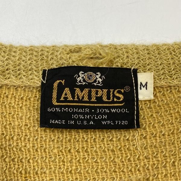 中古】60s CAMPUS モヘアカーディガン ベージュ サイズM △穴あり[24
