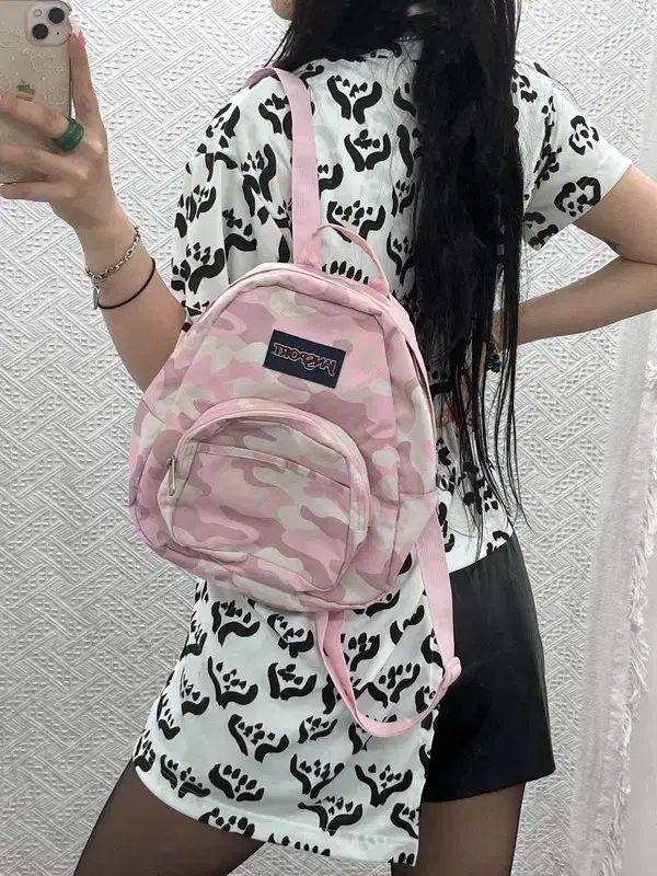 JANSPORT ジャンスポーツ レア Y2K いちごミルク ピンク カモフラ Kitsch ミニ バックパック C12403