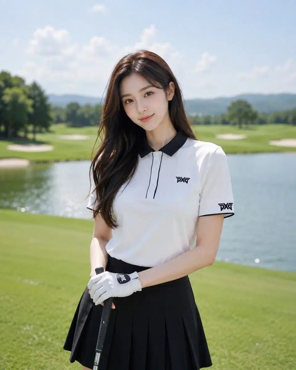韓国国内正規品 PXG ゴルフ レディース スリーブ カラーブロック ポロ 半袖 Tシャツ S(完)