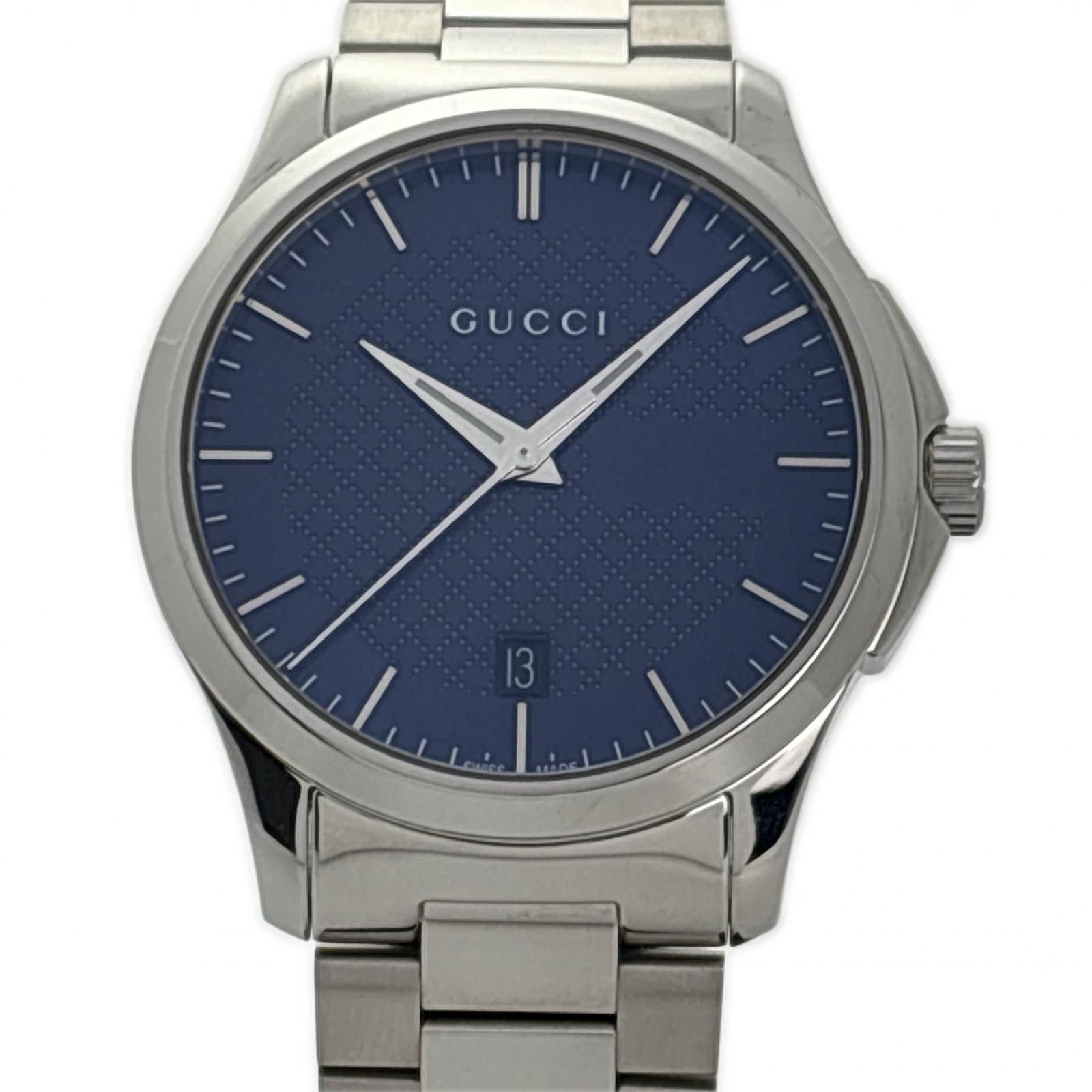 GUCCI グッチ タイムレス 126.4 腕時計 ステンレススチール ネイビー メンズ クオーツ 2147100588774 200 【中古】