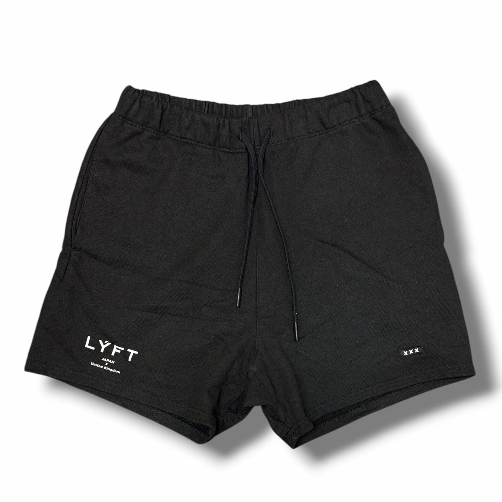 GOD SELECTION XXX スウェット ハーフパンツ 黒 GOD SELECTION XXX × LÝFT SWEAT SHORTS スウェットショーツ イージー