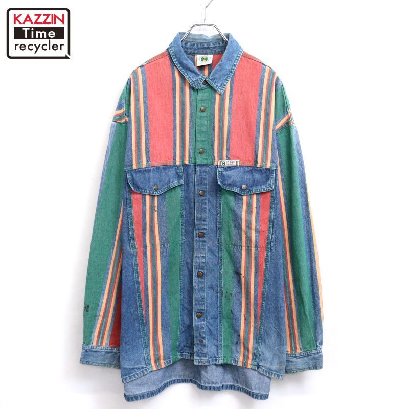 90s USA製 vintage クロスカラーズ CROSS COLOURS マルチストライプ柄 