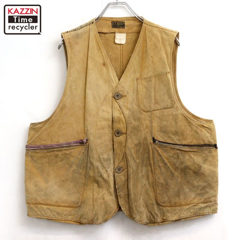 30s vintage L.L.Bean ハーフムーン ダック ハンティングベスト メンズ XLサイズ相当 ビッグサイズ オーバーサイズ