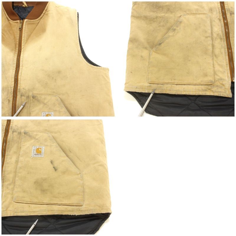 90s vintage Carhartt 裏地キルティング ジップアップ ダック ベスト