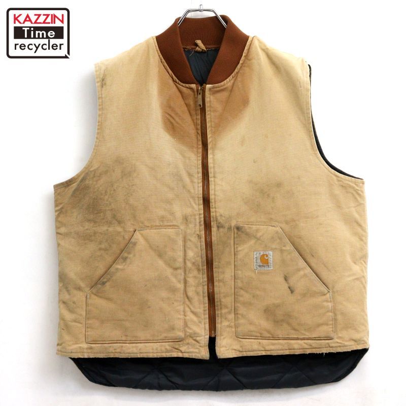 90s Caterpillar usa製 ダックベスト 裏地キルティング 90s vintage Carhartt 裏地キルティング ジップアップ ダック ベスト
