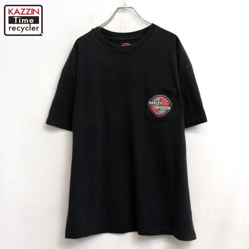 80s USA製 vintage HARLEY DAVIDSON ポケットT 半袖Ｔシャツ メンズ 表記XLサイズ