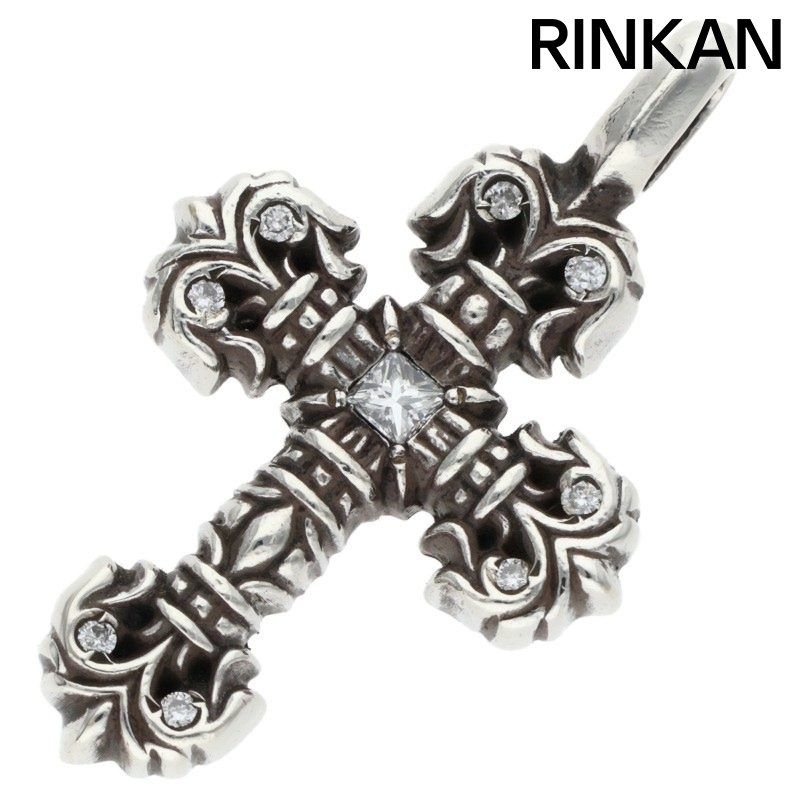 クロムハーツ CHARM FILIGREE TINY P DMND タイニーフィリグリー PAVEダイヤシルバーネックレストップ メンズ