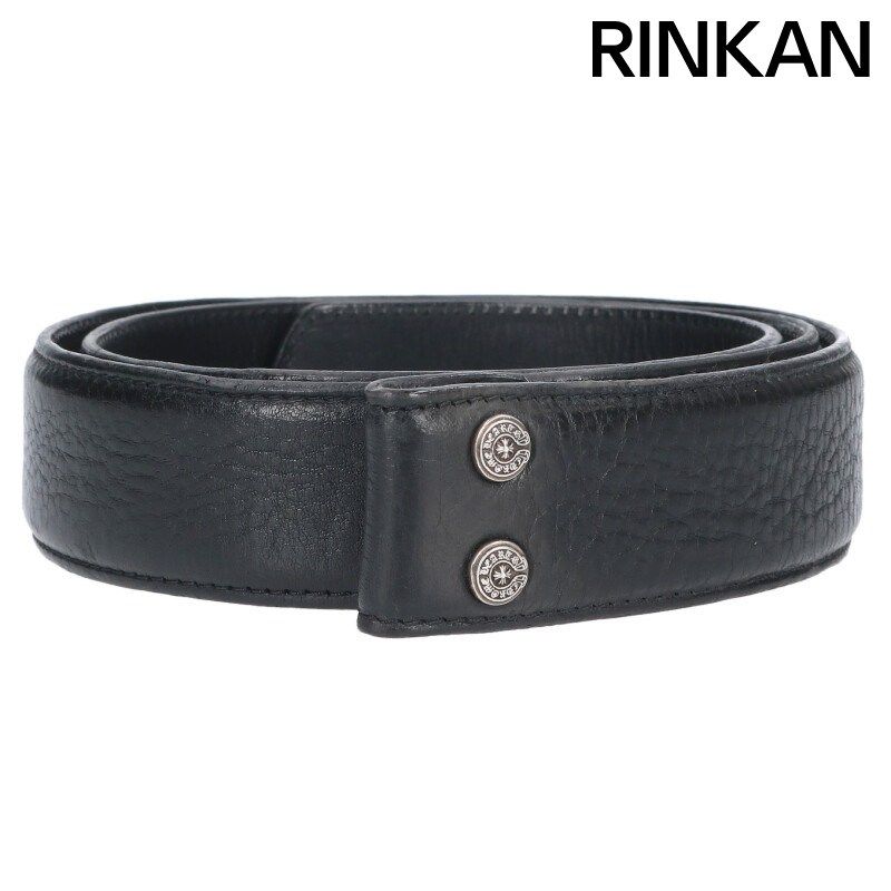 クロムハーツ 1.5 STRAP/1.5inchスクロールレーベルリベッツ レザーベルト メンズ 36インチ
