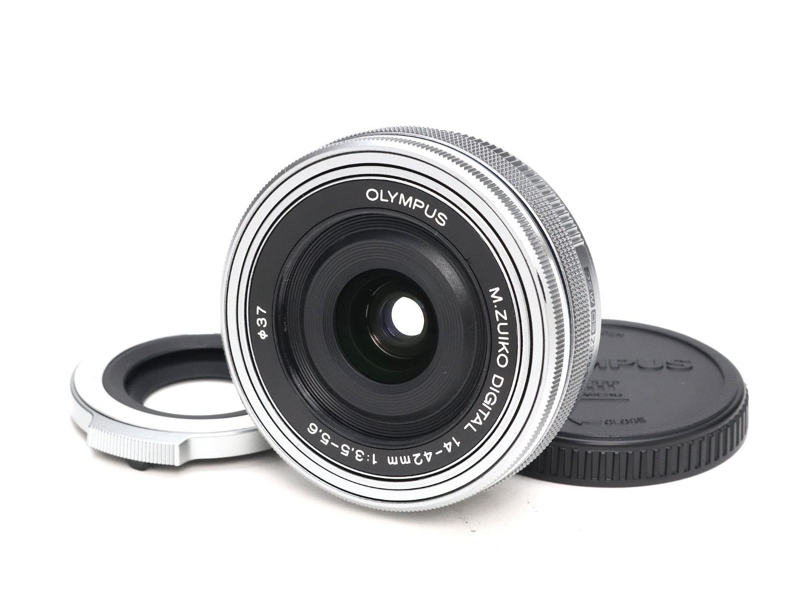 AB+ (良品) OLYMPUS オリンパス M.ZUIKO DIGITAL ED 14-42mm F3.5-5.6 EZ パンケーキズームレンズ シルバー 初期不良返品対応 66-120