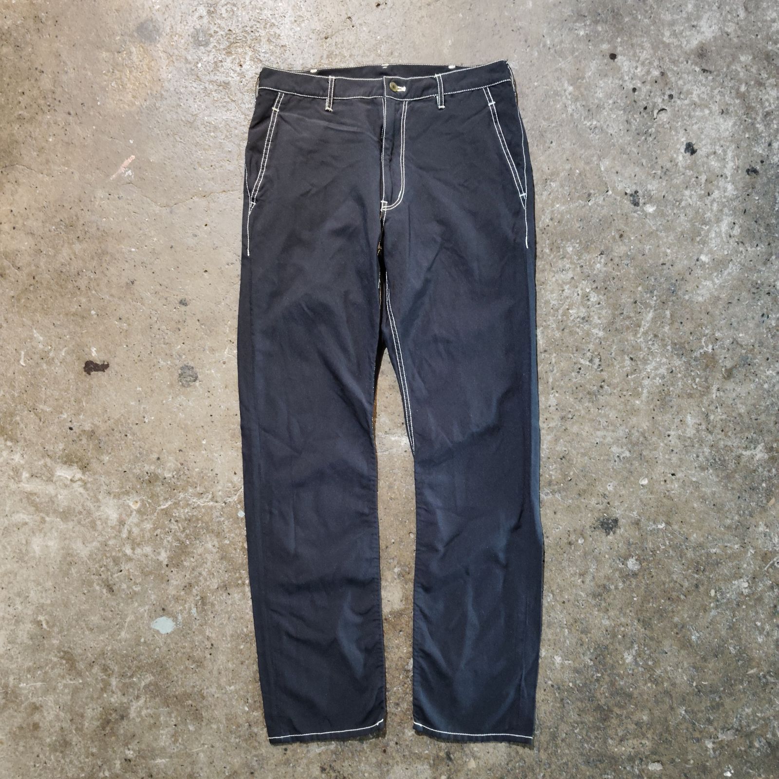 COMME des GARCONS HOMME DEUX 14ss ポリ縮ホワイトステッチパンツ