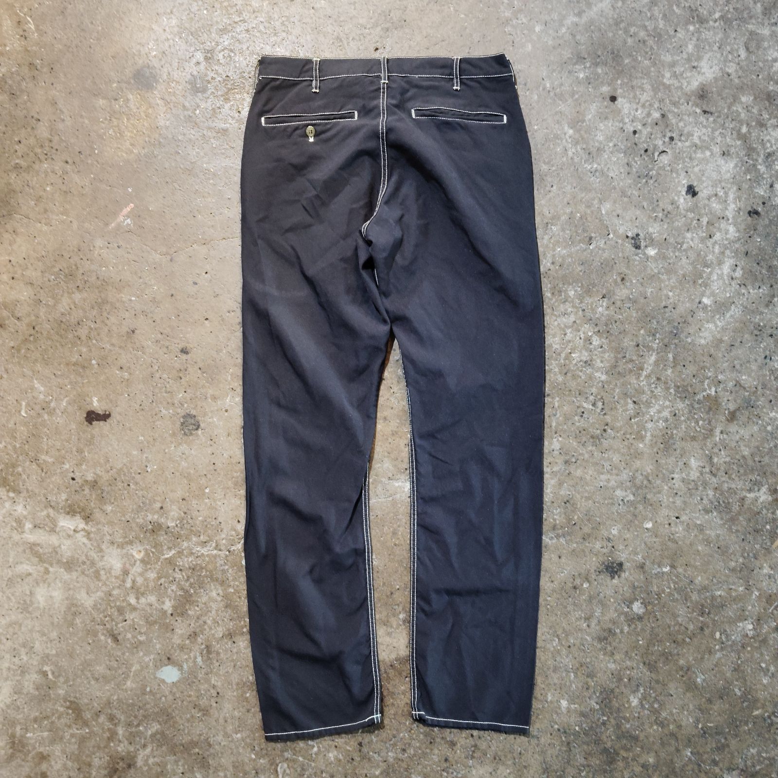 COMME des GARCONS HOMME DEUX 14ss ポリ縮ホワイトステッチパンツ 
