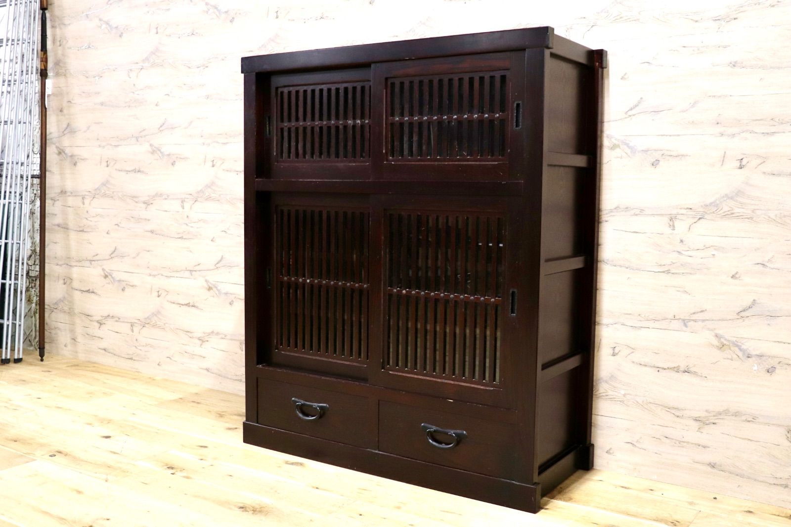 GMJK187○茶箪笥 茶棚 キャビネット 飾り棚 引き出し 収納家具 和室 古民家 和家具 和モダン アンティーク レトロ