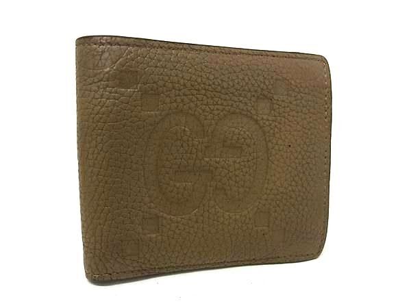 GUCCI グッチ 二つ折り財布 ジャンボGG コインウォレット 739479 ブラウン系 レザー メンズ 美品