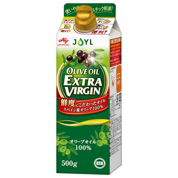 J-オイルミルズ オリーブオイルエクストラバージン 500g×6本入×(2ケース)| 送料無料 味の素 オリーブオイル 調味料 油 ストック 料理 飲食店 ケース買い まとめ買い 業者 仕入れ 大量 オリーブ油 ヘルシー