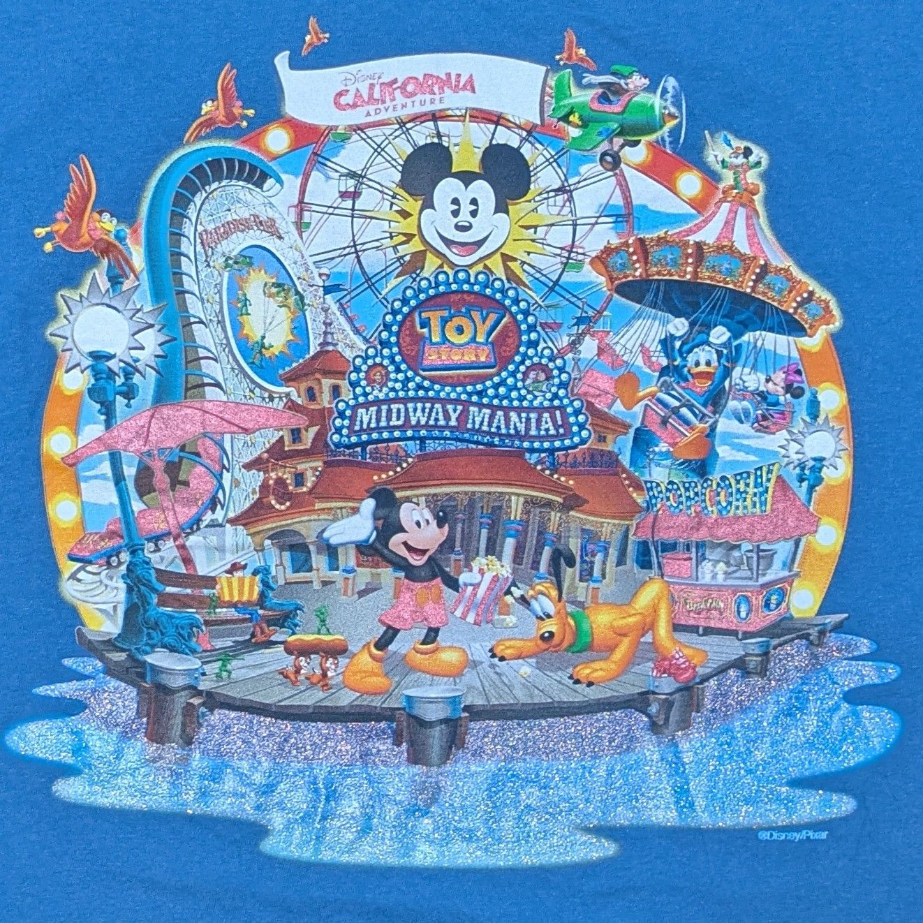 １０S　ディズニー　tシャツ　カリフォルニアアドベンチャー　ｔシャツ　トイストーリーマニア　カリフォルニアスクリーミン　ファンウィール　シリーシンフォニースイング　アトラクション系　ミッキー　ドナルド　グーフィー　プルート　ミニー　チップ　デール　セバスチャン