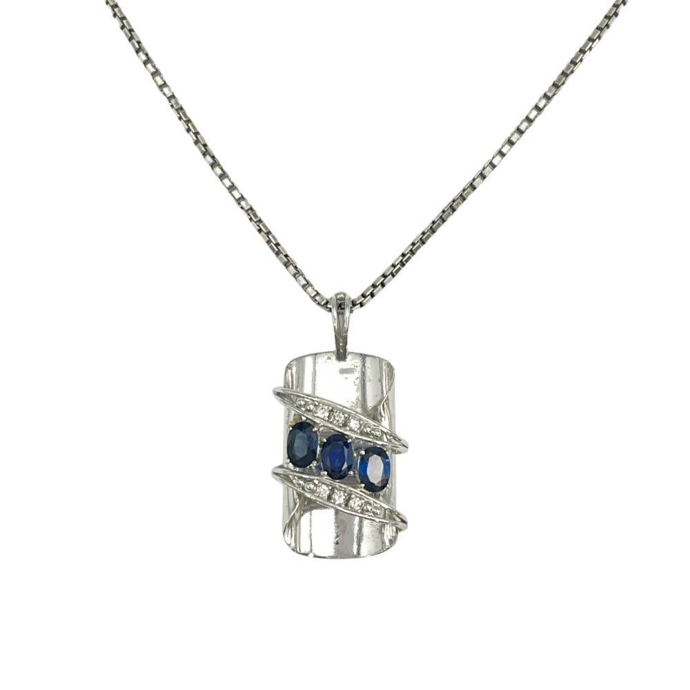 3P サファイア ネックレス サファイア 1.06ct Pt900 14.2g Pt850 プラチナ ダイヤモンド レディース【中古】