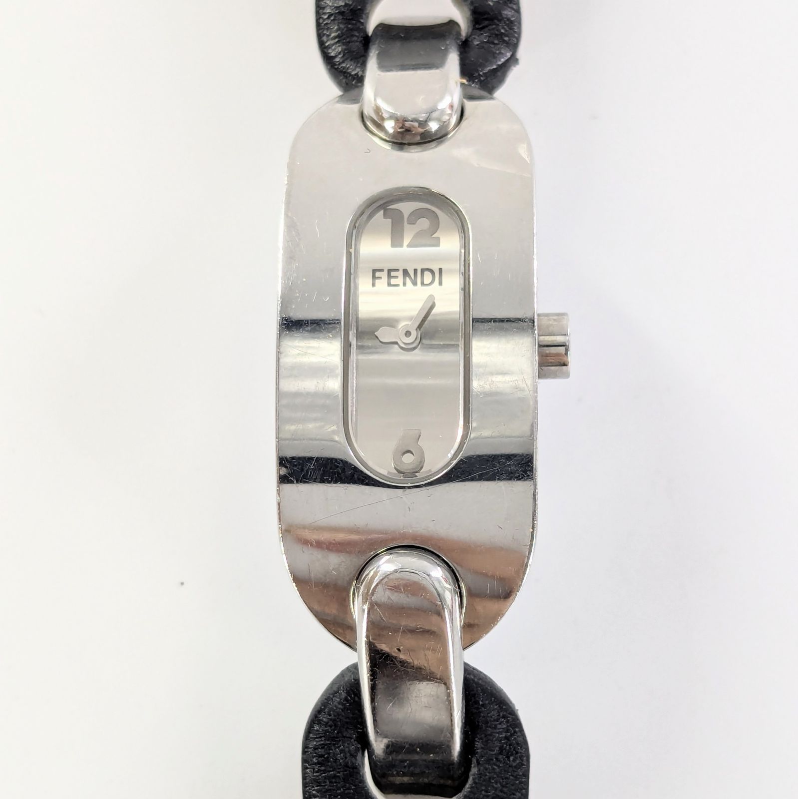 FENDI フェンディ 3400L レザー×SS/QZ シルバー文字盤 レディース