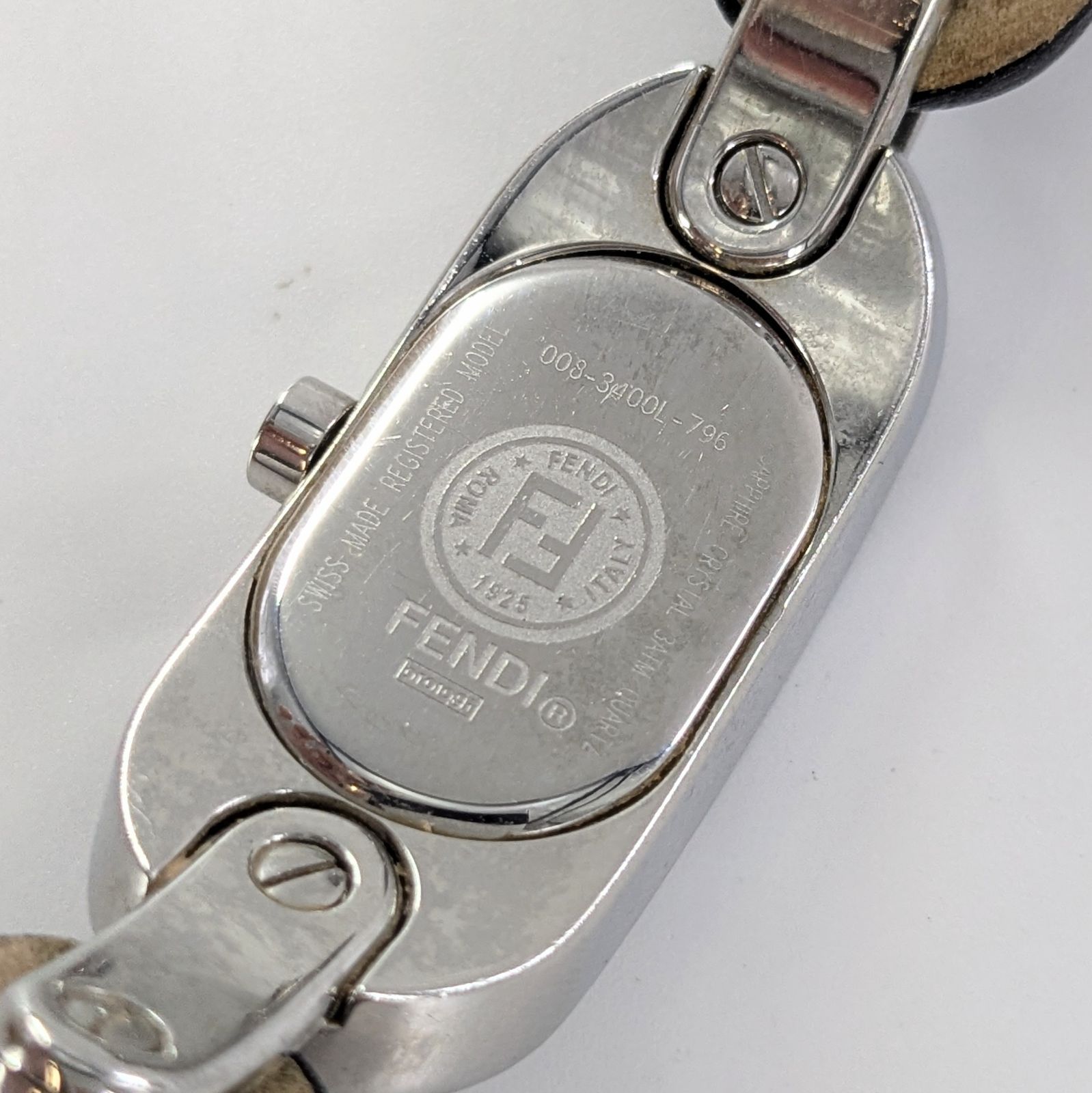 FENDI フェンディ 3400L レザー×SS/QZ シルバー文字盤 レディース