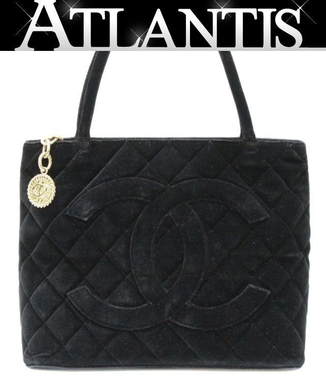 シャネル CHANEL 復刻トート ハンドバッグ ベロア 黒 G金具 5番台 【75017】ハンドバッグ