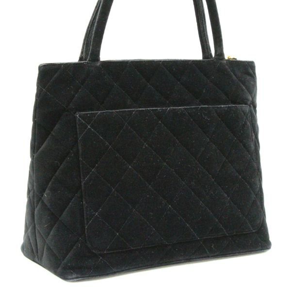 シャネル CHANEL 復刻トート ハンドバッグ ベロア 黒 G金具 5番台 【75017】