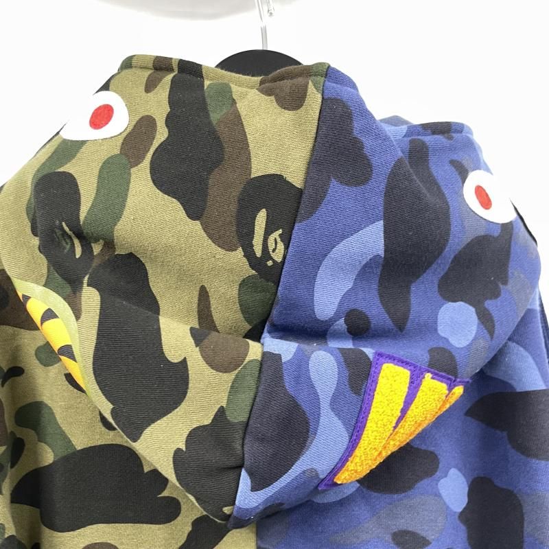 中古】A BATHING APE SPLIT CAMO SHARK FULL ZIP HOODIE サイズL 