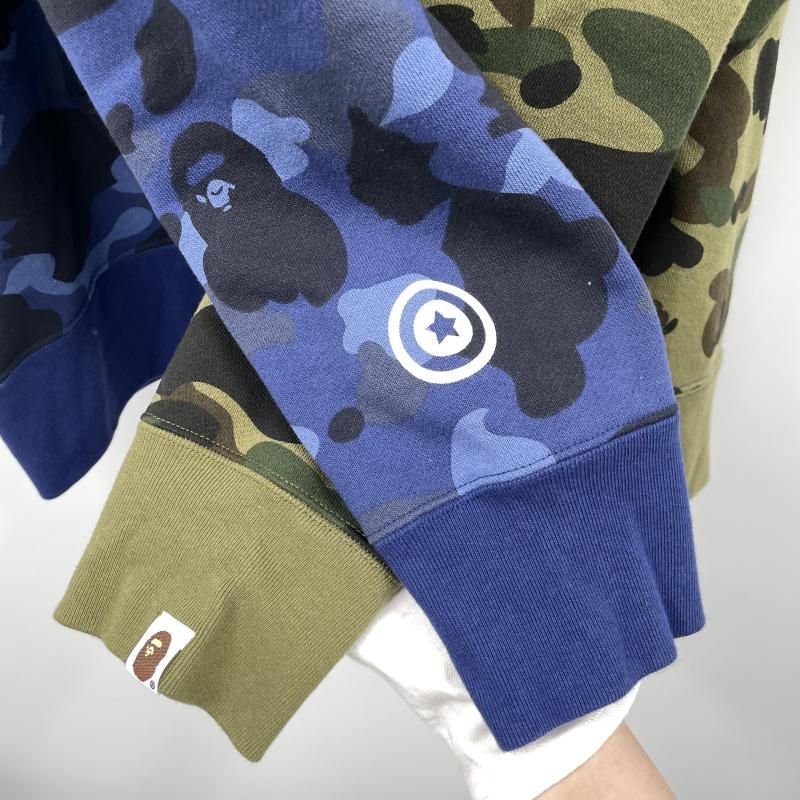 中古】A BATHING APE SPLIT CAMO SHARK FULL ZIP HOODIE サイズL 
