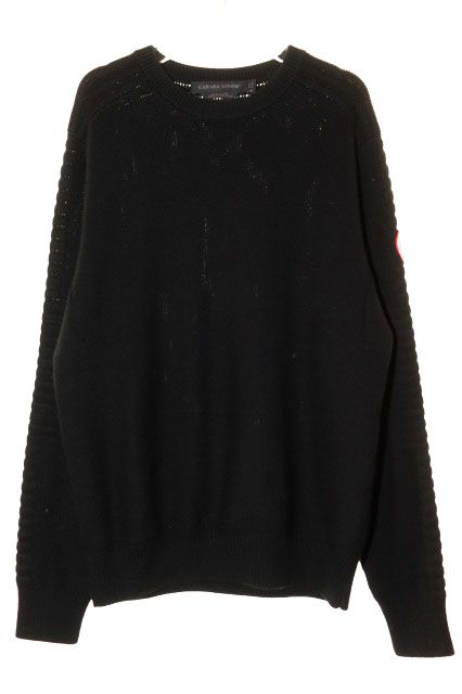 カナダグース CANADA GOOSE PATERSON SWEATER BLACK Mサイズ 6810M パターソン ニット ウール クルーネック 長袖 ロゴパッチ ブラック 黒 【ブランド古着ベクトル】【中古】☆AA★260616