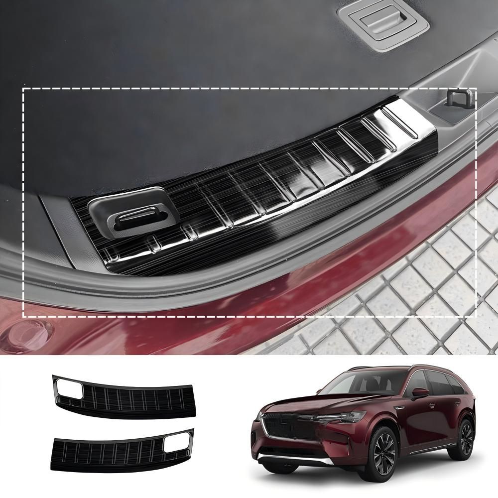 MAZDA マツダ CX-90 2024 年式 リアバンパープロテクター 3P ステンレス製 傷防止 ドレスアップ 貼るだけ 車種専用