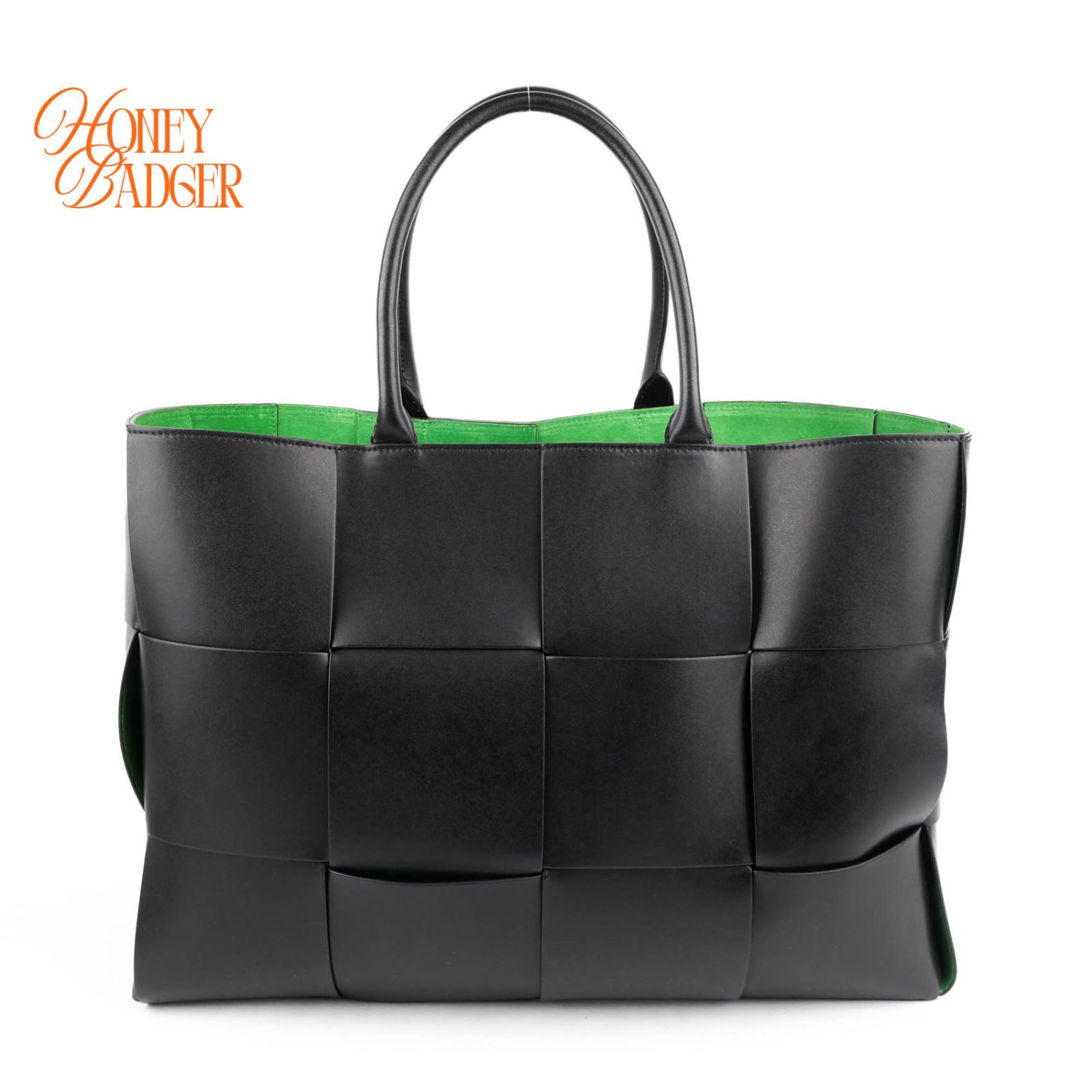 【極美品】ボッテガヴェネタ BOTTEGA VENETA アルコ トート ラージ 黒 グリーン