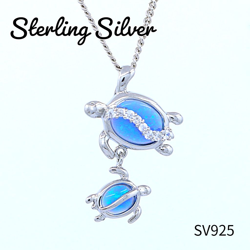 ペンダントトップ ホヌ ウミガメ アバロンシェル オパール シルバー スターリングシルバー ハワイアンジュエリー ハワジュ アクセサリー ネックレス チェーン別売り キュービックジルコニア 親子ホヌ お守り 上品 光沢感 プレゼント ギフト 10,000円