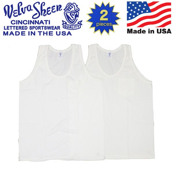 Velva Sheen (ベルバシーン) 161108 2PAC TANK TOP 2パック タンクトップ w/PKT アメリカ製 VLVS022 WHITE S