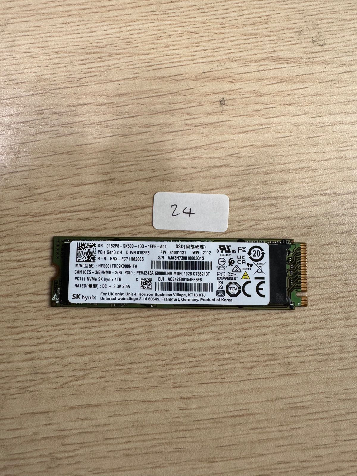 【動作確認済】【すぐ発送可能】SK hynix NVMe SSD 1TB 高速 M.2 (24)