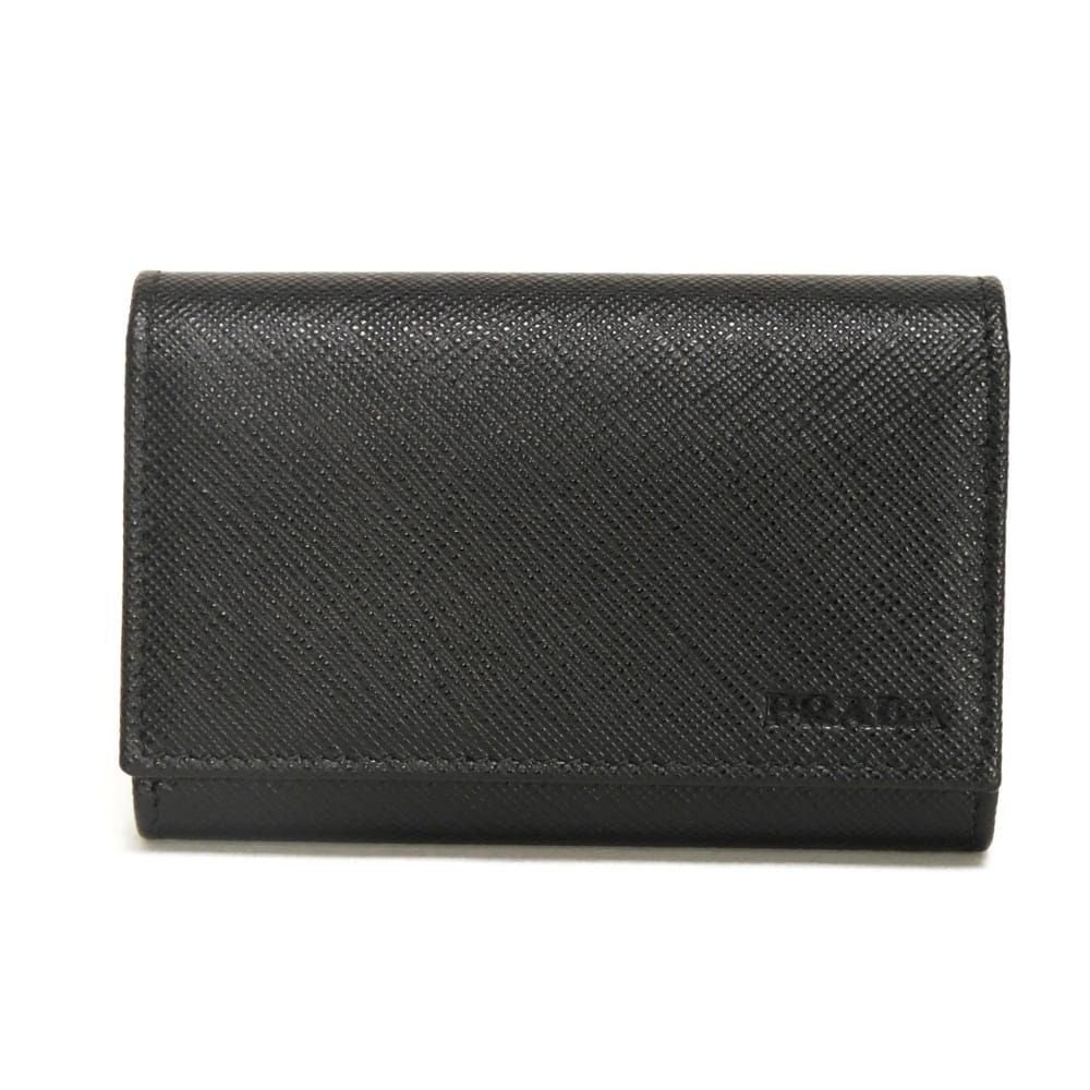 PRADA プラダ サフィアーノ 6連 キーホルダー カーフ ブラック